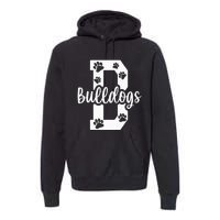 Go Bulldogs Pawprint School Mascot Spirit Football Premium Hoodie