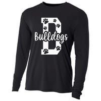 Go Bulldogs Pawprint School Mascot Spirit Football Cooling Performance Long Sleeve Crew