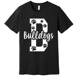 Go Bulldogs Pawprint School Mascot Spirit Football Premium T-Shirt