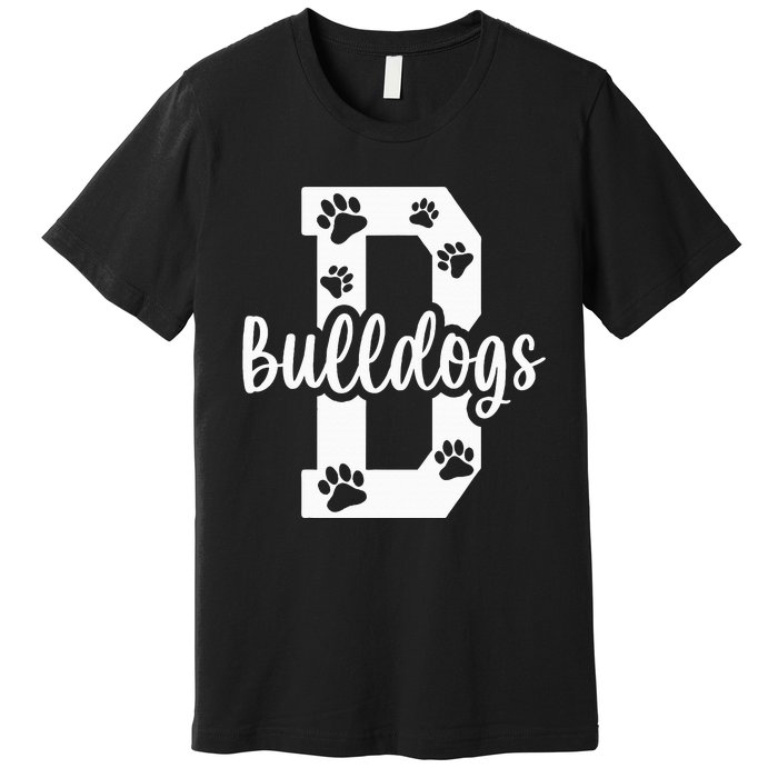 Go Bulldogs Pawprint School Mascot Spirit Football Premium T-Shirt