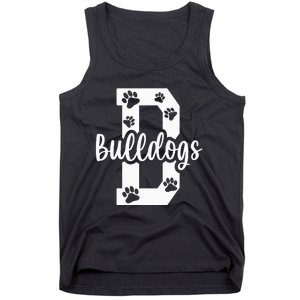 Go Bulldogs Pawprint School Mascot Spirit Football Tank Top