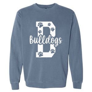 Go Bulldogs Pawprint School Mascot Spirit Football Garment-Dyed Sweatshirt