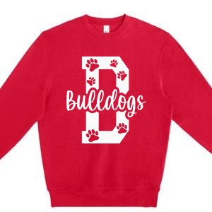 Go Bulldogs Pawprint School Mascot Spirit Football Premium Crewneck Sweatshirt