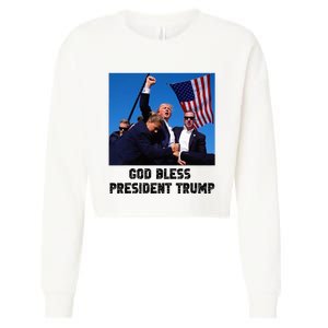 God Bless President Trump Donald Trump 2024 Cropped Pullover Crew