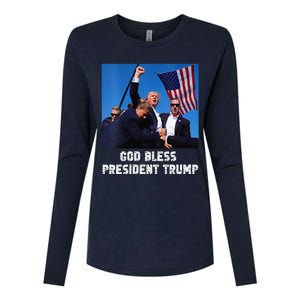 God Bless President Trump Donald Trump 2024 Womens Cotton Relaxed Long Sleeve T-Shirt