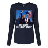 God Bless President Trump Donald Trump 2024 Womens Cotton Relaxed Long Sleeve T-Shirt