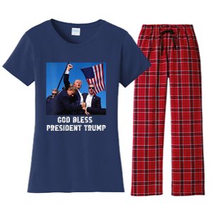 God Bless President Trump Donald Trump 2024 Women's Flannel Pajama Set