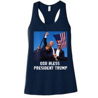 God Bless President Trump Donald Trump 2024 Women's Racerback Tank