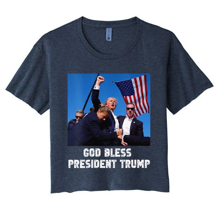 God Bless President Trump Donald Trump 2024 Women's Crop Top Tee