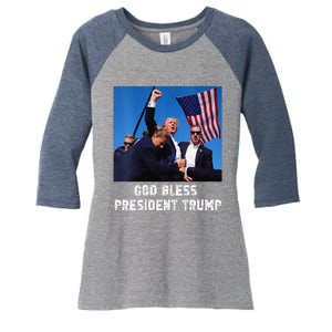 God Bless President Trump Donald Trump 2024 Women's Tri-Blend 3/4-Sleeve Raglan Shirt