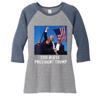 God Bless President Trump Donald Trump 2024 Women's Tri-Blend 3/4-Sleeve Raglan Shirt