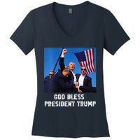 God Bless President Trump Donald Trump 2024 Women's V-Neck T-Shirt