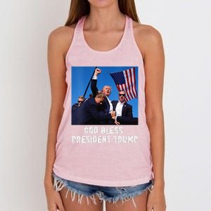 God Bless President Trump Donald Trump 2024 Women's Knotted Racerback Tank