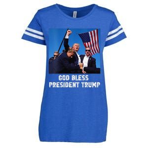 God Bless President Trump Donald Trump 2024 Enza Ladies Jersey Football T-Shirt