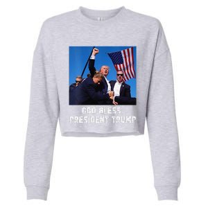 God Bless President Trump Donald Trump 2024 Cropped Pullover Crew