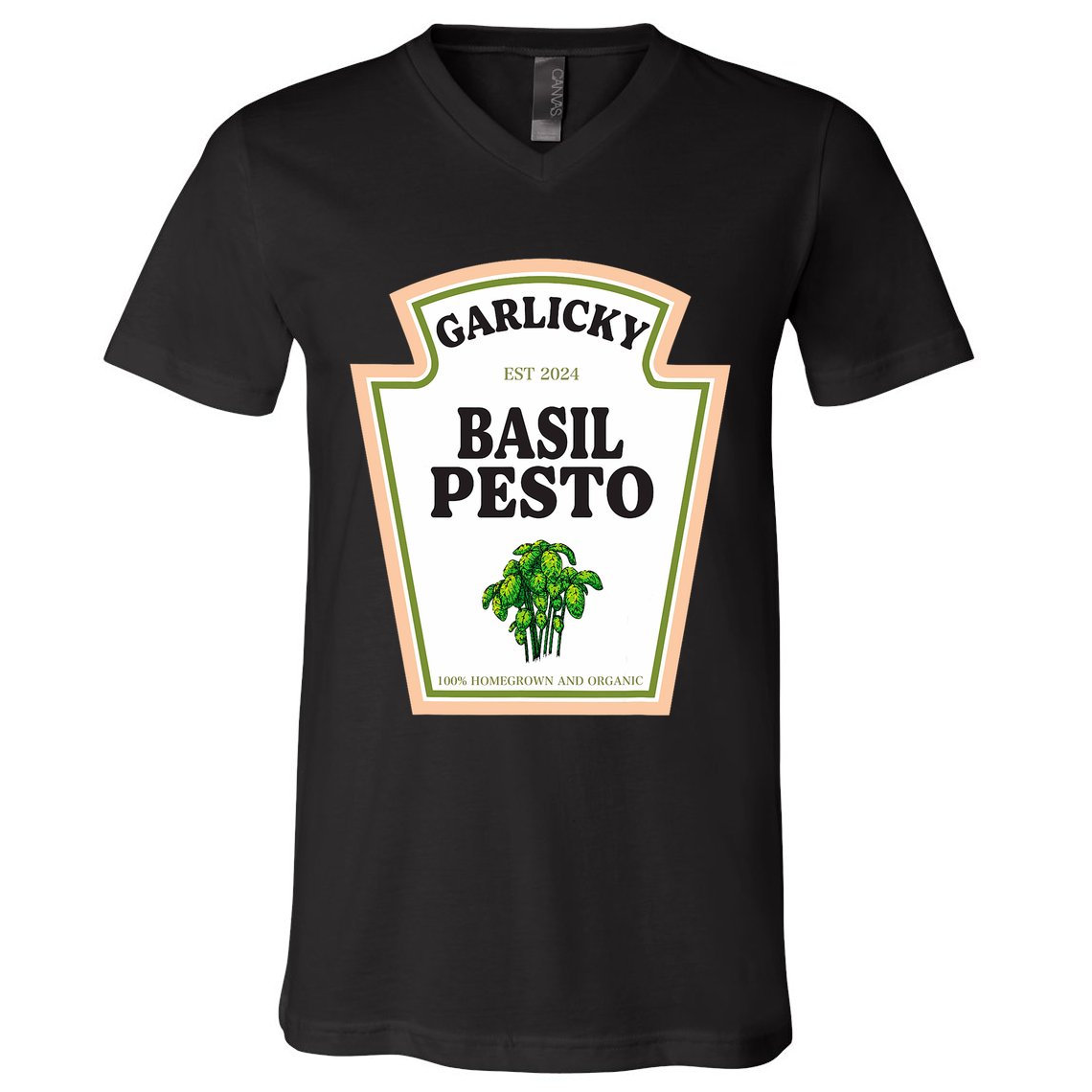 Garlicky Basil Pesto Condiment Costume Party Matching V-Neck T-Shirt