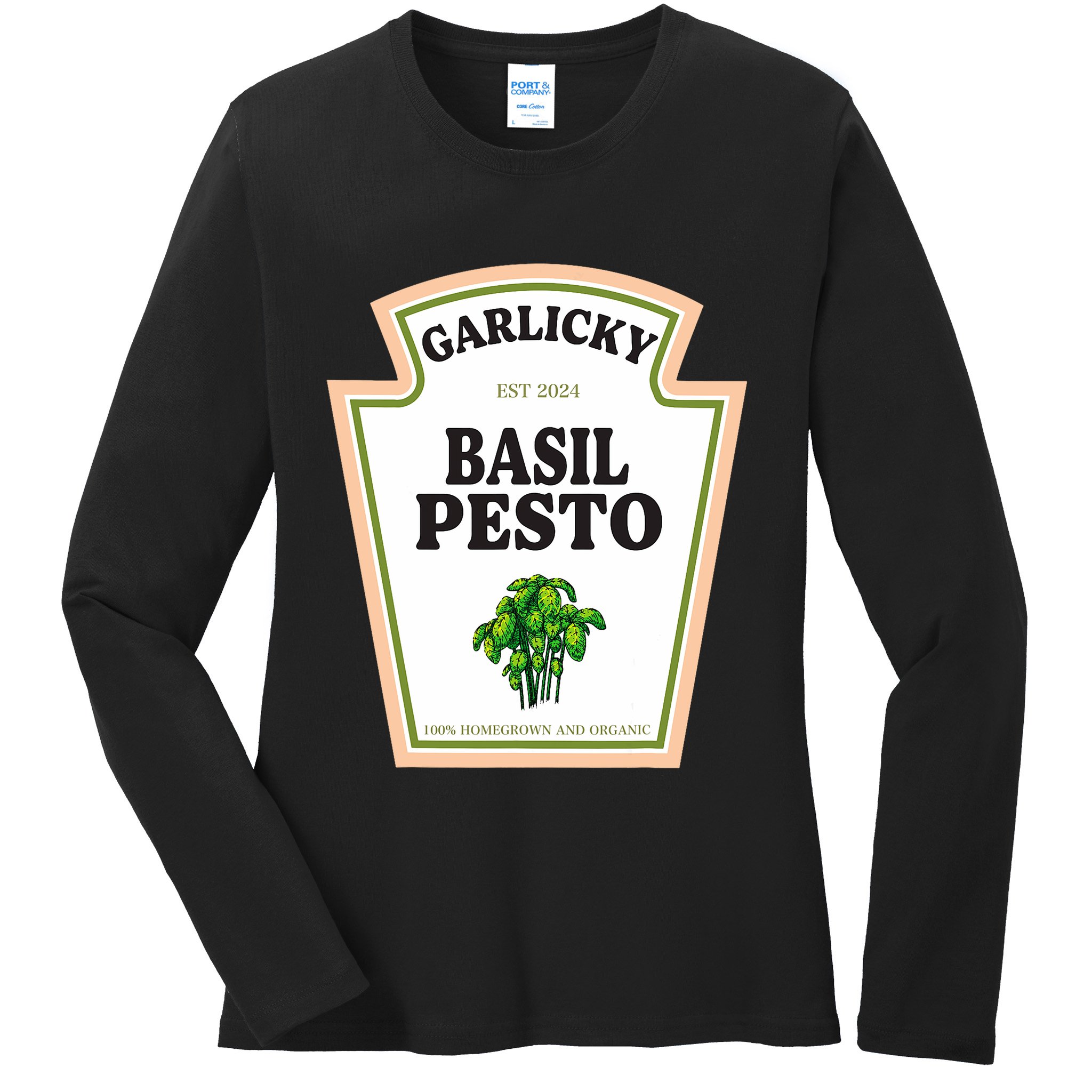 Garlicky Basil Pesto Condiment Costume Party Matching Ladies Long Sleeve Shirt