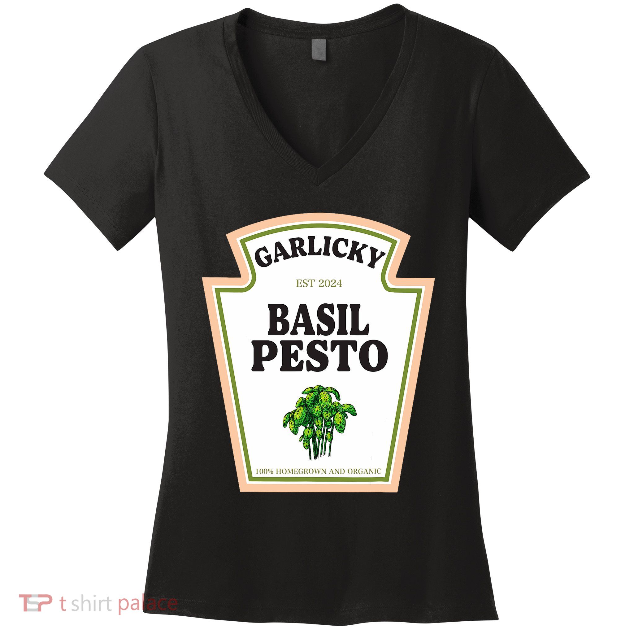 Garlicky Basil Pesto Condiment Costume Party Matching Women's V-Neck T-Shirt