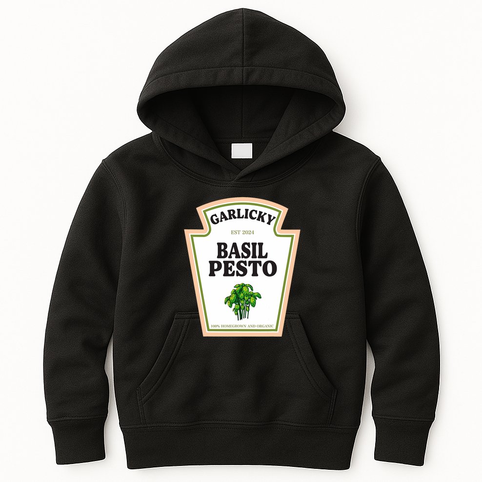 Garlicky Basil Pesto Condiment Costume Party Matching Kids Hoodie