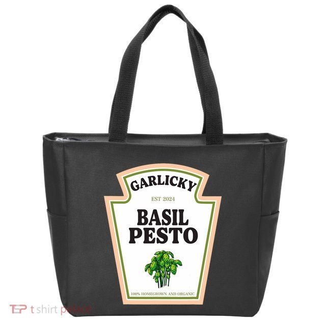 Garlicky Basil Pesto Condiment Costume Party Matching Zip Tote Bag