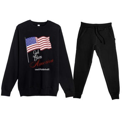 God Bless Pickleball Fun Pickleball Pickleball Flag Premium Crewneck Sweatsuit Set