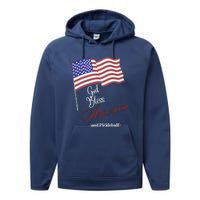 God Bless Pickleball Fun Pickleball Pickleball Flag Performance Fleece Hoodie