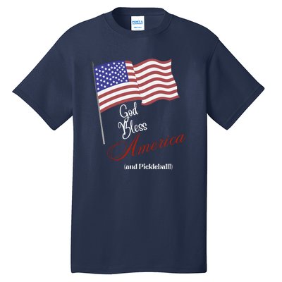 God Bless Pickleball Fun Pickleball Pickleball Flag Tall T-Shirt