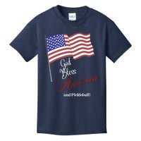 God Bless Pickleball Fun Pickleball Pickleball Flag Kids T-Shirt