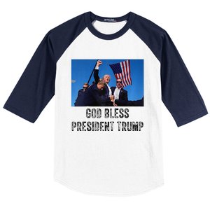 God Bless President Trump Donald Trump 2024 Raglan Baseball Baseball Sleeve Shirt