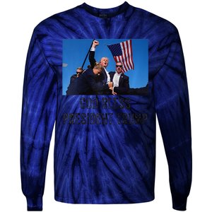 God Bless President Trump Donald Trump 2024 Raglan Baseball Tie-Dye Long Sleeve Shirt