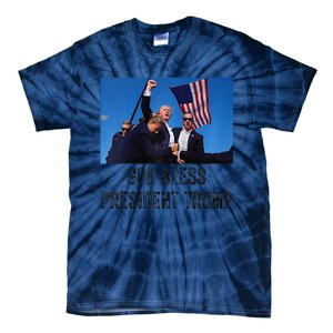 God Bless President Trump Donald Trump 2024 Raglan Baseball Tie-Dye T-Shirt