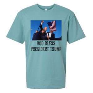 God Bless President Trump Donald Trump 2024 Raglan Baseball Sueded Cloud Jersey T-Shirt