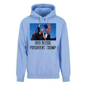 God Bless President Trump Donald Trump 2024 Raglan Baseball Unisex Surf Hoodie