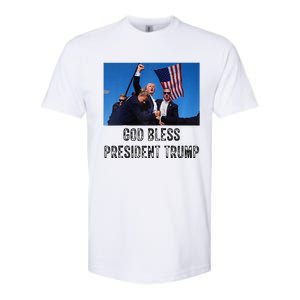 God Bless President Trump Donald Trump 2024 Raglan Baseball Softstyle CVC T-Shirt