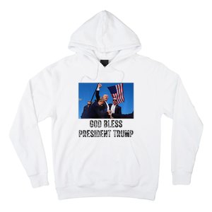 God Bless President Trump Donald Trump 2024 Raglan Baseball Hoodie