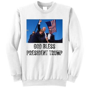 God Bless President Trump Donald Trump 2024 Raglan Baseball Sweatshirt