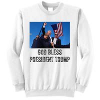 God Bless President Trump Donald Trump 2024 Raglan Baseball Sweatshirt