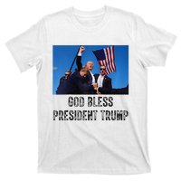 God Bless President Trump Donald Trump 2024 Raglan Baseball T-Shirt