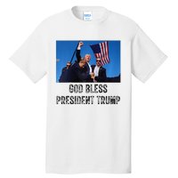 God Bless President Trump Donald Trump 2024 Raglan Baseball Tall T-Shirt