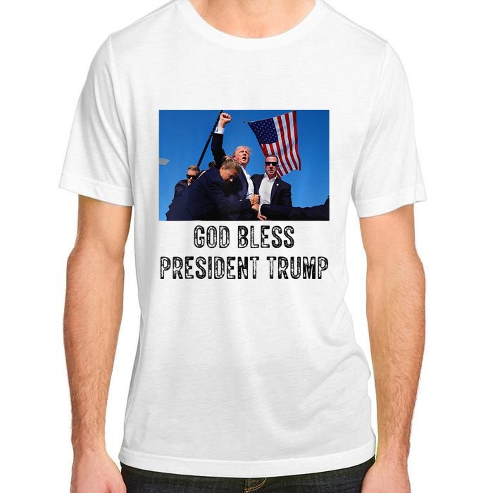 God Bless President Trump Donald Trump 2024 Raglan Baseball Adult ChromaSoft Performance T-Shirt