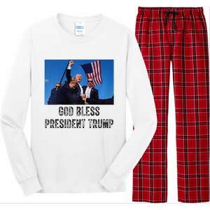 God Bless President Trump Donald Trump 2024 Raglan Baseball Long Sleeve Pajama Set