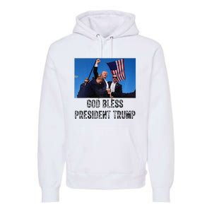 God Bless President Trump Donald Trump 2024 Raglan Baseball Premium Hoodie