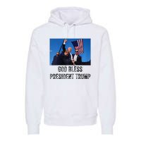 God Bless President Trump Donald Trump 2024 Raglan Baseball Premium Hoodie