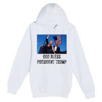 God Bless President Trump Donald Trump 2024 Raglan Baseball Premium Pullover Hoodie