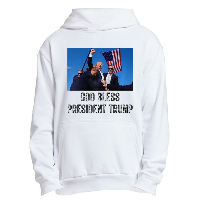 God Bless President Trump Donald Trump 2024 Raglan Baseball Urban Pullover Hoodie