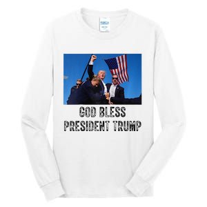 God Bless President Trump Donald Trump 2024 Raglan Baseball Tall Long Sleeve T-Shirt