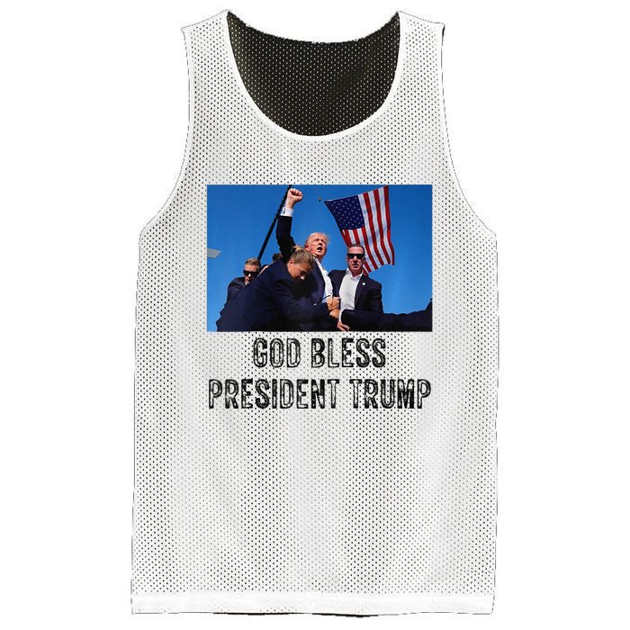 God Bless President Trump Donald Trump 2024 Raglan Baseball Mesh Reversible Basketball Jersey Tank