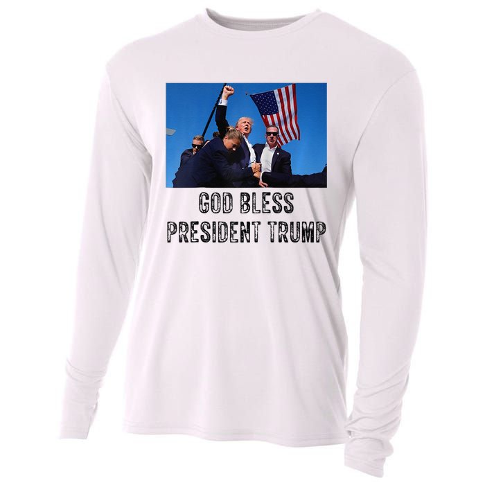 God Bless President Trump Donald Trump 2024 Raglan Baseball Cooling Performance Long Sleeve Crew