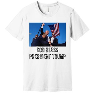 God Bless President Trump Donald Trump 2024 Raglan Baseball Premium T-Shirt