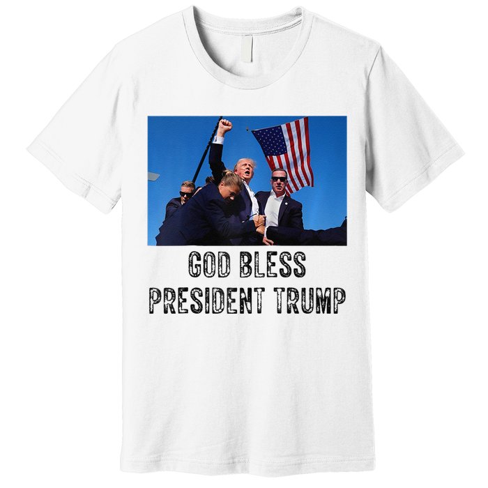 God Bless President Trump Donald Trump 2024 Raglan Baseball Premium T-Shirt